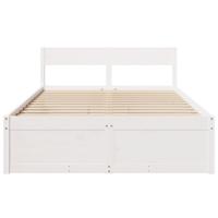 Bedframe zonder matras massief grenenhout wit 140x190 cm - thumbnail