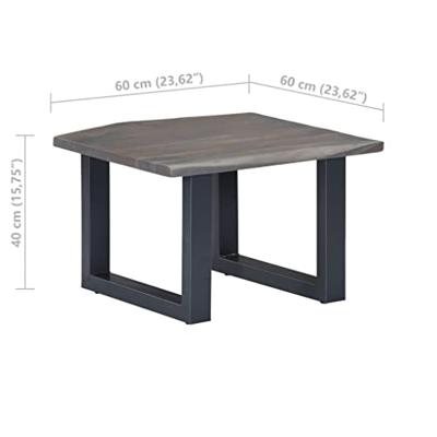 Salontafel met natuurlijke randen 60x60x40 cm acaciahout grijs - thumbnail