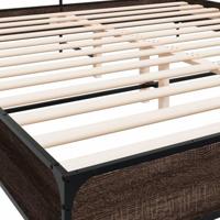 Bedframe bewerkt hout metaal bruin eikenkleur 200x200 cm - thumbnail