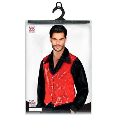 Rode Gilet glitter man - thumbnail