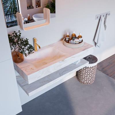 MONDIAZ ALAN-DLUX 110cm planchet Ostra. Vrijhangende wastafel CLOUD links 1 kraangat, kleur Ostra.