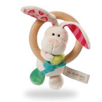 Nici bijtring Rabbit Tilli 29 x 16 x 5 cm hout/pluche wit - thumbnail