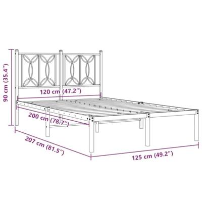 Bedframe met hoofdbord metaal wit 120x200 cm