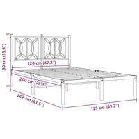 Bedframe met hoofdbord metaal wit 120x200 cm - thumbnail