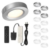 Set LED-opbouwspot met afstandsbediening Adria zilver 3W dimbaar IP44 1-12 stuks - thumbnail
