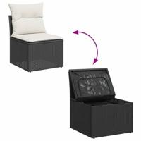 8-delige Loungeset met kussens poly rattan zwart - thumbnail