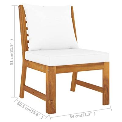 3-delige Loungeset met crmekleurige kussens massief acaciahout - thumbnail