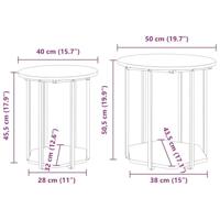 Bijzettafelset 2 pcs Oud hout en Zwart 50 x 50 x 50.5 cm - thumbnail