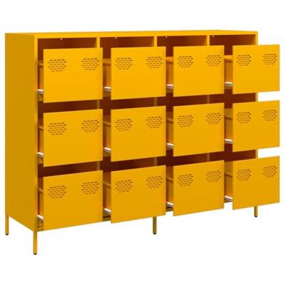 Dressoir 135x39x103,5 cm koudgewalst staal mosterdgeel