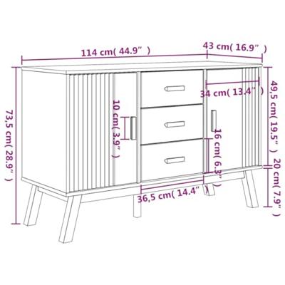 Dressoir OLDEN 114x43x73,5 cm massief grenenhout bruin
