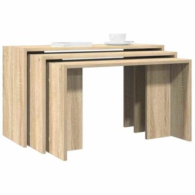 3-delige Tafeltjesset bewerkt hout sonoma eikenkleurig