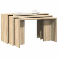 3-delige Tafeltjesset bewerkt hout sonoma eikenkleurig - thumbnail