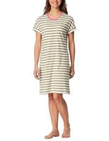 Schiesser Dames Nachthemd korte mouw - Lime streep - thumbnail