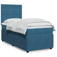 Boxspring met matras fluweel blauw 140x190 cm - thumbnail