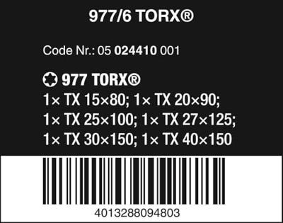 Wera 977/6 TORX® Schroevendraaierset Kraftform Wera: De Schroefbeitel + houder, 6 -delig - 1 stuk(s) - 05024410001 - thumbnail