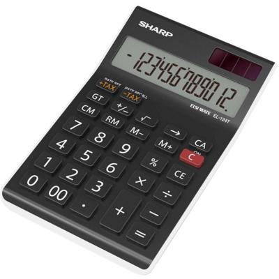 Citizen SH-EL124TWH Calculator Sharp EL124TWH Zwart-wit Desk 12 Digit