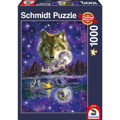 Wolf in het Maanlicht Puzzel 1000 Stukjes