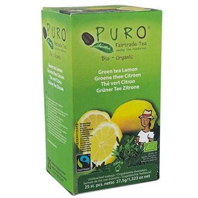 Puro Bio thee Citroen, groene thee, fairtrade, pak van 25 zakjes