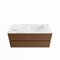 MONDIAZ VICA-DLUX 110cm badmeubel onderkast Rust 2 lades. Inbouw wastafel CLOUD rechts 1 kraangat, kleur Frappe. - thumbnail