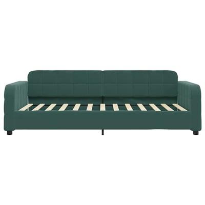Slaapbank met onderschuifbed 90x200 cm fluweel donkergroen