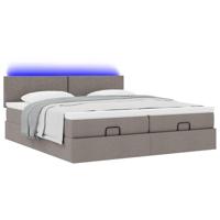 Ottoman bed met matrassen en LED's 180x200cm stof taupe - thumbnail