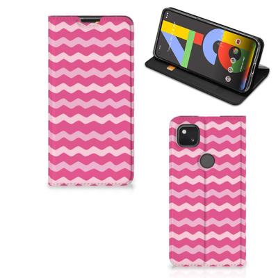 Google Pixel 4a | Hoesje met Magneet | Waves Pink Google Pixel 4a | Hoesje met Magneet | Waves Pink