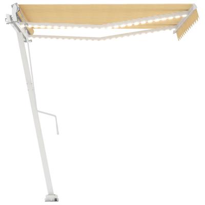 Luifel automatisch met LED en windsensor 350x250 cm geel en wit