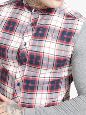 Sik Silk / overhemd Flannel Check Grandad in grijs