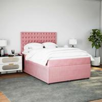 Boxspring met matras fluweel roze 140x200 cm - thumbnail
