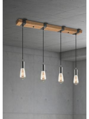 Home sweet home hanglamp Denton 4L hout / burned metal