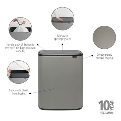 Brabantia 223129 vuilnisbak 60 l Rechthoekig Kunststof Grijs