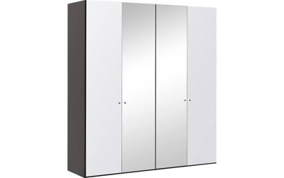 Goossens Kledingkast Easy Storage Ddk, Kledingkast 203 cm breed, 220 cm hoog, 2x glas draaideur en 2x spiegel draaideur midden