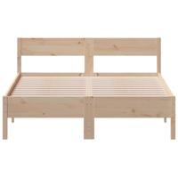Bedframe met hoofdbord massief grenenhout wit 140x200 cm - thumbnail
