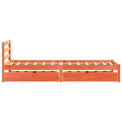 Bedframe zonder matras massief grenenhout wasbruin 90x190 cm