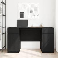 Bureau met lade Zwart eiken 140 x 49 x 76 cm Bewerkt hout - thumbnail