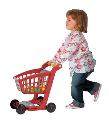 Ecoiffier 100% chef winkelwagen met boodschappen - thumbnail