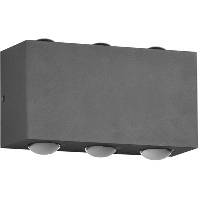 LED Tuinverlichting - Wandlamp Buitenlamp Up and Down - Trion Bello - 6W - Warm Wit 3000K - 2-lichts - Waterdicht IP54 - Mat Antraciet - Aluminium