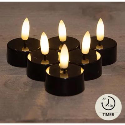 LED Theelichten zwart set a 6 Ø3,5cm