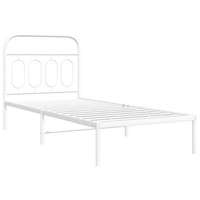Bedframe met hoofdbord metaal wit 90x190 cm