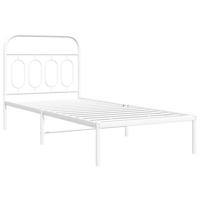 Bedframe met hoofdbord metaal wit 90x190 cm - thumbnail