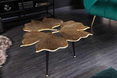 Decoratieve salontafel GINKGO LEAFS 75cm goud handgemaakt metaal - 41791