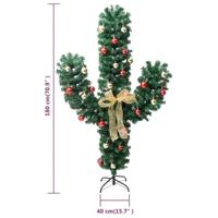 VidaXL Kerstcactus met standaard en led&apos;s 180 cm pvc groen - thumbnail