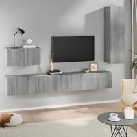 4-delige Tv-meubelset bewerkt hout grijs sonoma eikenkleurig - thumbnail