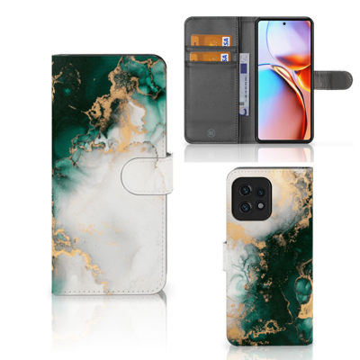 Bookcase voor Motorola Edge 40 Pro Marmer Groen | Portemonnee hoesje
