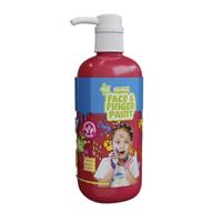 Natural Face & Fingerpaint fles met pompje - rood, 1l - thumbnail