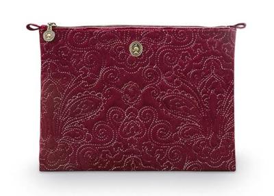 Pip Studio Pip Cosmetic Flat Pouch Large Velvet Quiltey Days Red 30x22x1cm - thumbnail