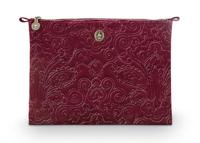 Pip Studio Pip Cosmetic Flat Pouch Large Velvet Quiltey Days Red 30x22x1cm - thumbnail