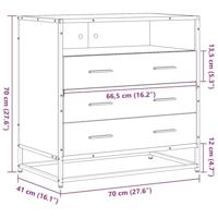 Ladekast 70x41x70 cm bewerkt hout bruin eikenkleur - thumbnail