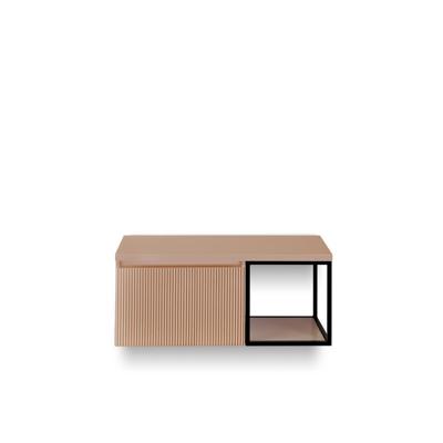 Frozen 3d Badmeubelset 100 cm - Greeplijst in kleur - Zwart Frame - Wastafel Bovenblad Peach