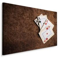 Schilderij - Oude speelkaarten, bruine achtergrond, Premium print - thumbnail